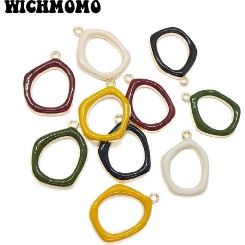 New 26*20mm 6pieces/bag Zinc Alloy Gold Drop Oil Irregular Shapes Charms Pendant for DIY Earrings Necklace Jewelry Accessories