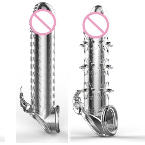 Transparent Reusable Comdom Penis Sleeve Extender Delay Ejaculation Male Dildo Enlargers Penis Stimulator Sex Toys For Men
