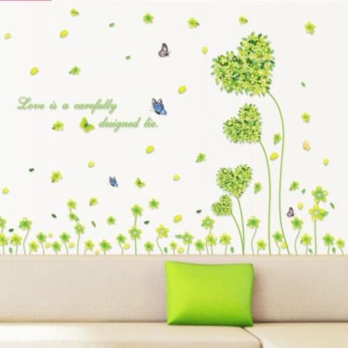 Love Grasses Romantic Pastoral Style Wall Stickers For Living Room Sofa Background School Dormitory Decorative Wall Stickers