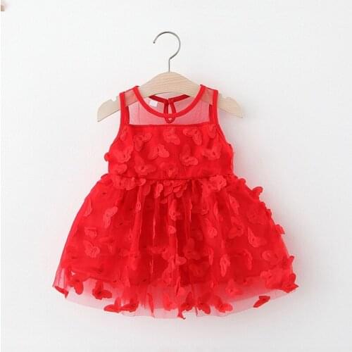 Butterfly mesh princess Christmas red toddler girls dress summer casual baby kids dress for girls childrens clothes