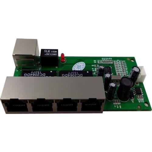 OEM shenzhen mini 5 port 10/100mbps network switch 5-12v wide input voltage smart ethernet pcb rj45 module with led built-in