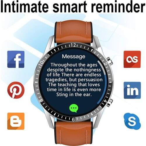 GIAUSA i9 Dial Call Message Reminder Leather Wristband Man Women Smartwatch Heart Rate Assessment Smart Watch for android