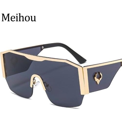 Brand Mens Glasses Oversized Sunglasses Women Big Frame Flat Top Punk One Piece Lens Sun Glasses Gradient Driving Unisex UV400