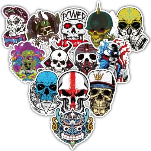 TD ZW 52Pcs/Lot Mixed Skull Cool Street Style Sticker For Laptop Car Snowboard Skateboard Phone Bicycle Decal Fashion Stickers