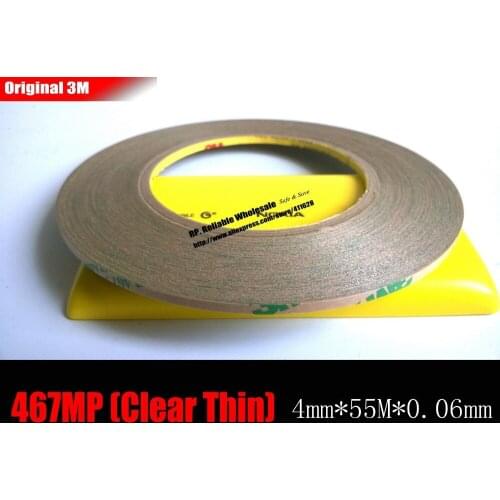 0.06mm Thick, (4mm*55M) Ultra Thin 3M 467MP 200MP Adhesive 2 Sides Sticky Tape for Namepalte, PC Cable, Display Windows