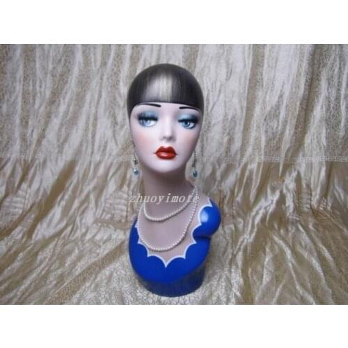 High quality Fiberglass vintage female mannequin dummy head bust for earrings &wigs & hat & jewelry display manikin heads