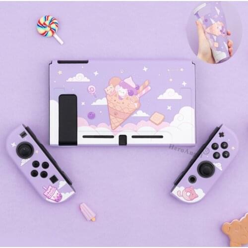 Lovely Purple For Nintend Switch JoyCons Case Cover TPU Protective Outer Coque Shell for NS Switch Console Detachable Ultra Thin