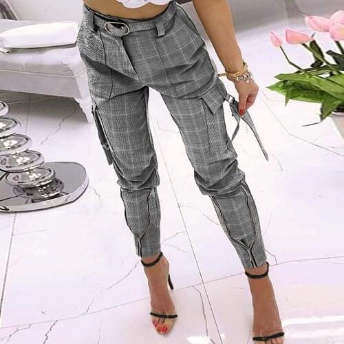 Women Casual Solid Cargo Pants 2021 Spring Summer High Waist Office Lady Long Pants Fashion Zipper Trousers Streetwear S-5XL