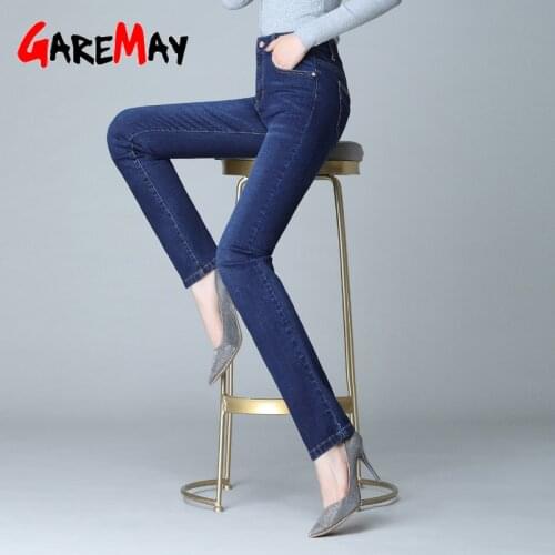 Garemay Women Jean Slim Femme Pantalona Spring Straight High Waist Ladies Jeans Plus Size Denim Clothing Cotton Pants Jeans