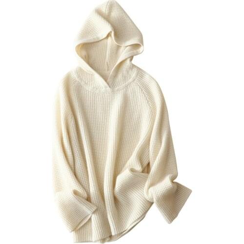 2020 2021 Autumn and Winter New Hooded Cashmere Sweater Womens 100% Pure Cashmere Knitted Womens Hooded Top Casual