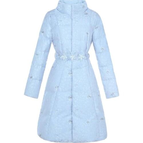 2021 winter vintage sweet down coat women slim stand collar embroidered coat plus size 3XL