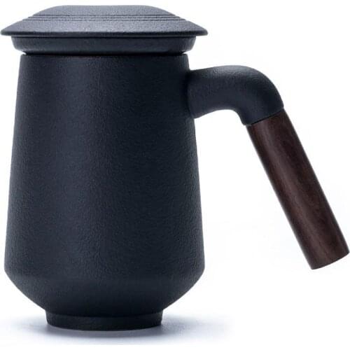 1PCS Chinese Style Ceramics Teacups Coffee Mug Tea Mug With Lid Office Cup With Handle Caneca Tazas 400ml Drinkware Kitchen Tool