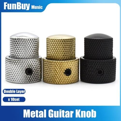 10Set Dual Concentric Dual Electric Guitar Knob Metal Dome Potentiometer Cap for Electric Guitar Bass Tone Volume