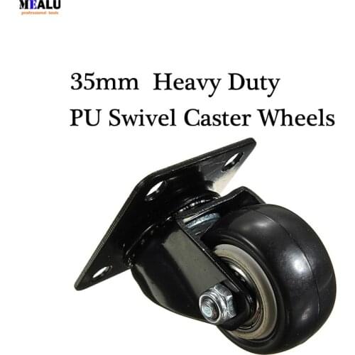 2 Pcs Lot 35mm Heavy Duty Pu Swivel Castor Wheels Trolley Furniture Caster Rubber Brass Furniture Casters