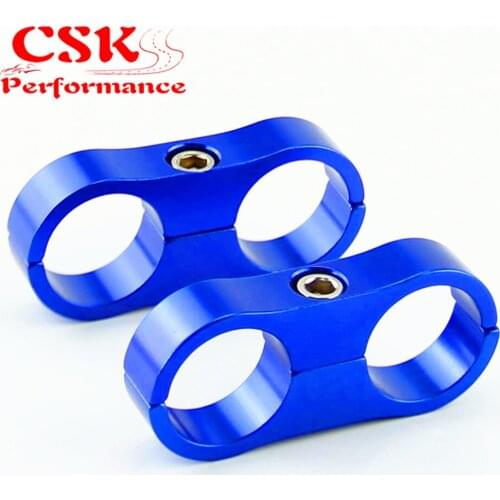2pcs AN12 24mm Braided Hose Separator Clamp Fitting Adapter Bracket Black/Blue/Silver