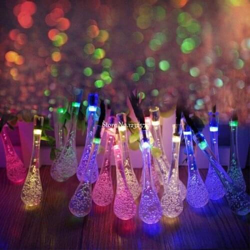 20 LED Solar Powered Water Drop String Lights LED Fairy Light for Wedding Christmas Party Festival Outdoor Indoor Decoration