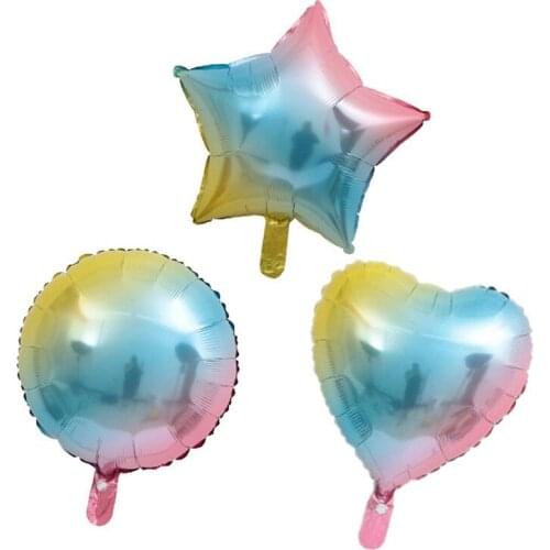 5pcs New 18-inch gradient heart-shaped five-pointed star foil balloon Rainbow aluminum balloon birthday party decorations adult