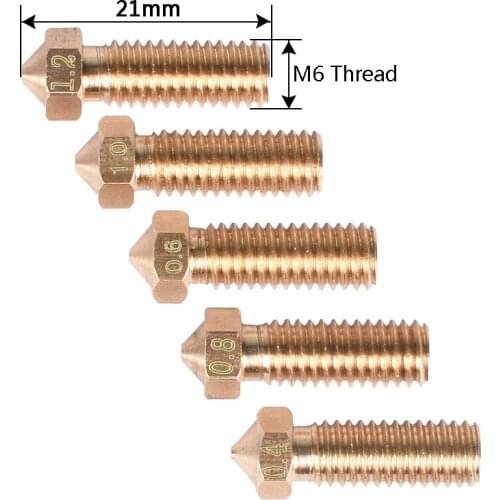 5PCS Volcano Nozzle 3D printer All metal Brass Extruder nozzle 0.6/0.8/1.0/1.2mm For 1.75/3mm filament for 3D Printer parts