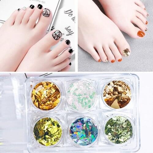 ABC Color Nail Art Transfer Sticker Manicure DIY Nail Decals Holographic Nail Glitter Sequins Set 3D Irregular Broken Glass Nai