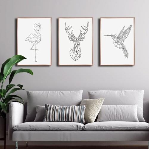 Animals Poster Line Drawing Canvas Painting Flower Abstract Wall Art Print Modern Picture For Living Room On The Wall Home Decor