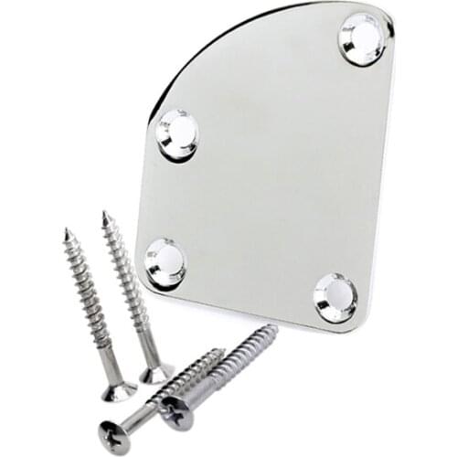 Asymmetric Electric Guitar NECK BACK PLATE Joint Plate & Mounting Screws Chrome