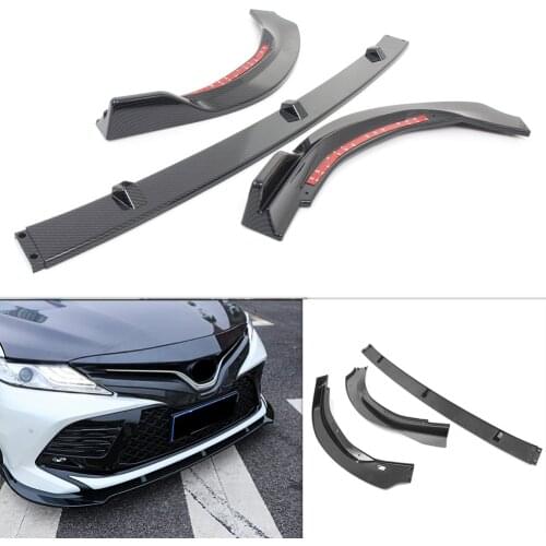 Car Front Bumper Lip Cover Trim For Toyota Camry 2018 SE Model Only 3PCS/set ABS Plastic Carbon Fiber Styling