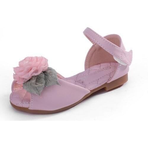 Girl sandals 2019 Microfiber Leather Flat Heel Sandals Hook Princess Beach Shoes 2019 Childrens Sandals201A-11