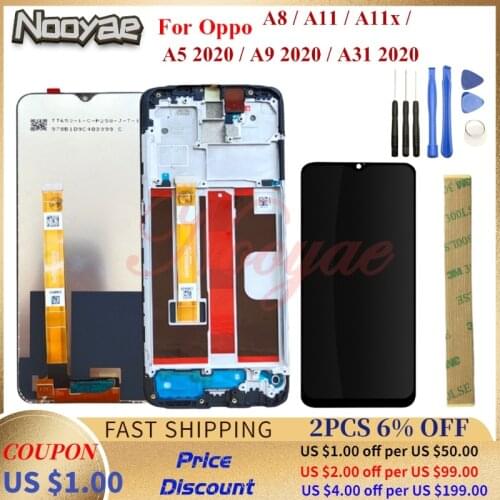 Black LCD Sensor For Oppp A8 A11 A11x A5 A9 A31 2020 Touch Screen Digitizer Display Glass lens Full Assembly Frame