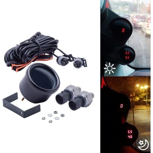 52mm Dual display air pressure gauge PSI air suspension RED&Blue LED With 2pcs 1/8NPT sensors 2 meter long wire