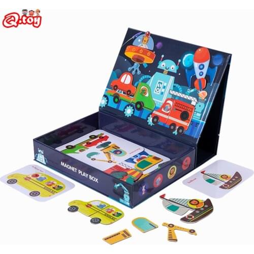 Wooden Magnetic Jigsaw Puzzles Toy, Toddler Craft Toys Educational Travel Puzzle Games Magnetic Drawing Easel Set for Toddlers