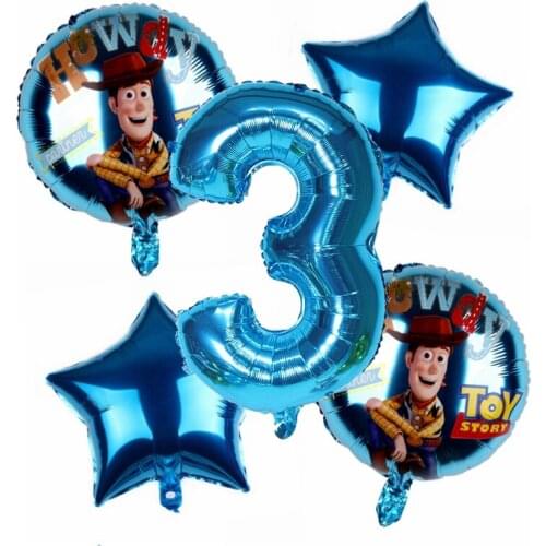 5pcs Toy Story Theme Cowboy Huwdy 5pcs 32inch Number Foil Balloons 1 2 3 4 5 Birthday Party Decoration Suit Supplies
