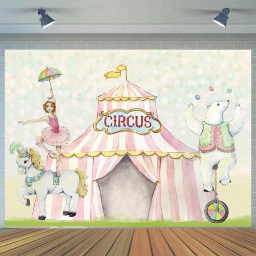 Girl Princess Circus Birthday Party Backdrops Cake Table Decor Amusement Park Photography Background Photocall