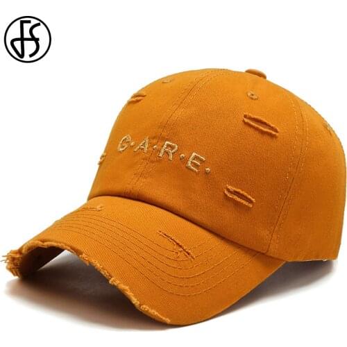 FS Trendy Streetwear Hip Hop Worn Hole Face Cap For Women Men Orange Purple Letter Summer Snapback Cap Gorras Hombre 2021