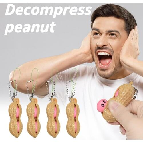Fidget Peanut Pea Popper Bean Sensory Toy Edamame Keychain Stress Relief Toys Keychain Improve Focus Officer Pendant Toy 30
