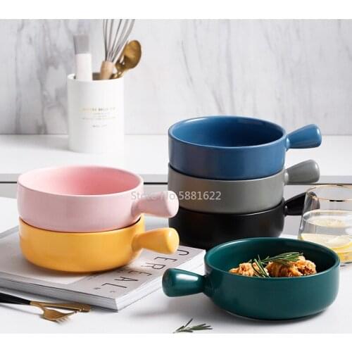Nordic style ceramic bowl ramen baked rice dessert salad fruit simple creative tableware