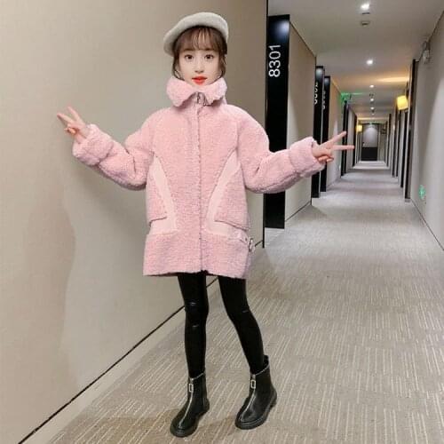 2021 Autumn Winter Girls Coat Plus Lamb Velvet Coats Childrens Clothing For Baby Girl Thick Warm Jacket Fashion Outerwear D115