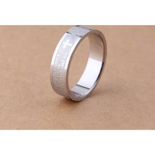 316L favorite Bible Prayer lection Scripture Cross titanium steel ring 6mm width