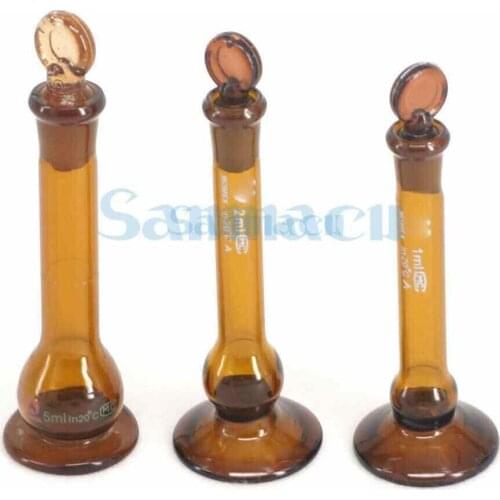 1/2/5/10ml Brown Lab Volumetric Measuring Flask Boro Glass With Stopper Base