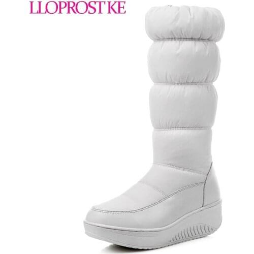 LLOPROST KE Women Boots Winter Warm Mid-Calf Boots For Women Platform Shoes Simple Snow Plush Down Fabric Bota Feminina GL061