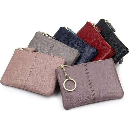 MJ Mini Women Wallet Simple Solid Coin Pocket Soft Cowhide Ladies Key Holder Wallet Small Genuine Leather Female Purse Bag