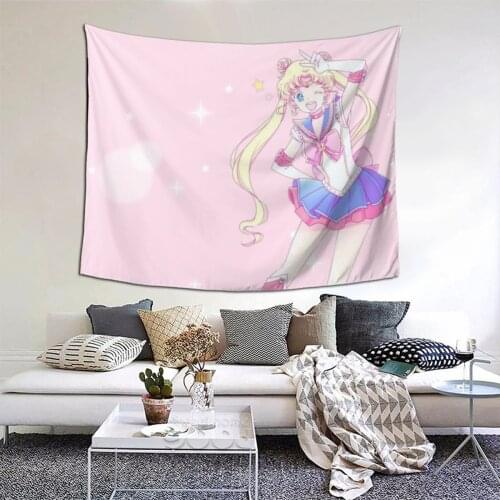 Sailor Girl Tapestry Japanese Anime Kawaii Tapestry Wall Bedspread Bohemian Hanging Blankets For Living Room