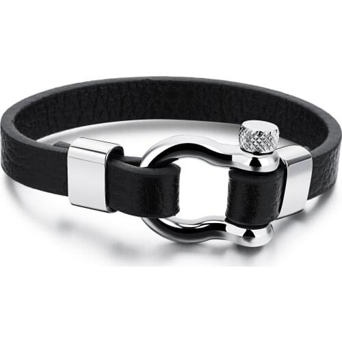 Genuine Leather Rope Chain Man Bracelets Classical Simple Design Stainless Steel Buckle Men Jewelry Gift For man