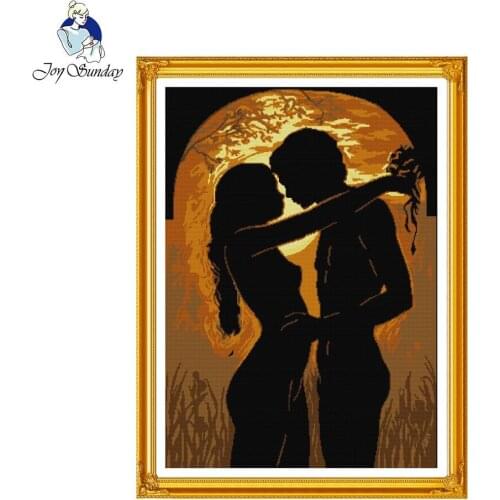 Joy Sunday The Young Couple In The Moonlight Counted Cross Stitch Cross Stitch DIY Cross Stitch Kits For Embroidery Needlework