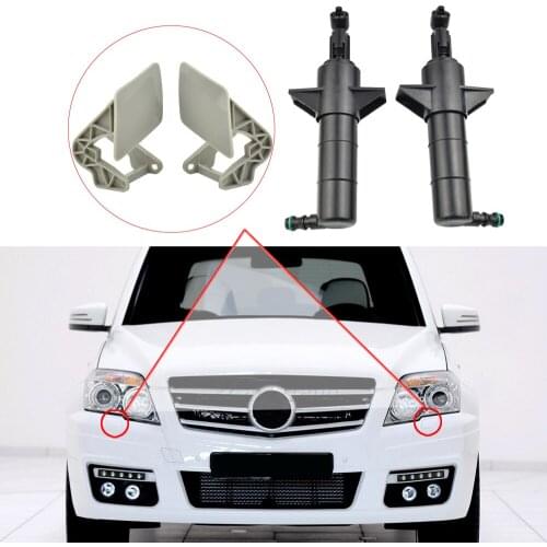 Set of 4pcs Front Headlight Washer Lift Cylinder Spray Nozzle Jet And Cover Cap for Mercedes-Benz W204 GLK350 2010-2012