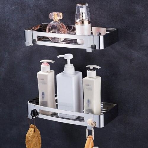 Wall Mount Bathroom Shelves Cube Rack 304 Stainless Steel Shower Caddy Storage One Two Layer etagere repisa Bath Accessories