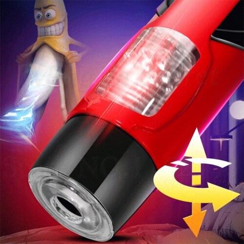 Newest Automatic Piston Telescopic Rotation Male Penis Masturbator With Suction Cup Headphone Vagina Real Pussy Sex Toys For Men