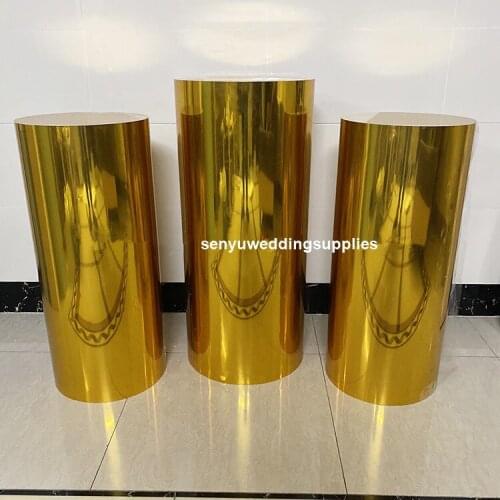New style Wedding Pillar Pedestal Gold Display Plinths Wedding Acrylic Plinth Cylinder Plinth senyu2337