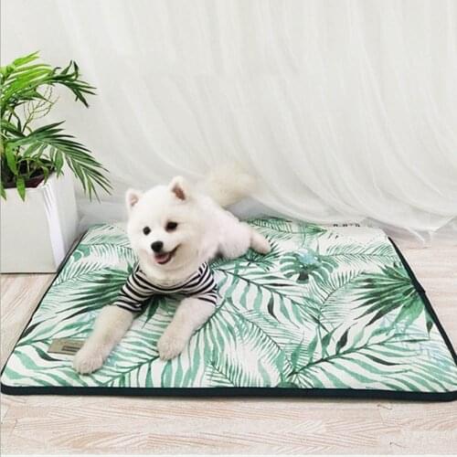 3D Print Summer Ice Silk Pet Dog Cooling Mat For Cat Dogs Floor Mats Blanket Sleeping Bed Cushion Cold Pad 4 Size Pet Supplie