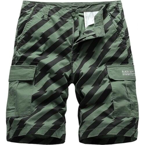 Summer Shorts Fashion All-matched Multi-pockets Stripped Zipper Men Shorts low rise stripped multi-pockets loose Casual Shorts
