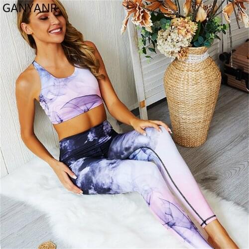 GANYANR Gym Wear Sportswear Seamless Yoga Set Fitness Clothing Tracksuit Workout Jogging Leggings Crop Top Bodysuit Bra Women